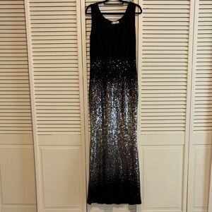 Elegant Black and Silver Sequin Maxi Dress